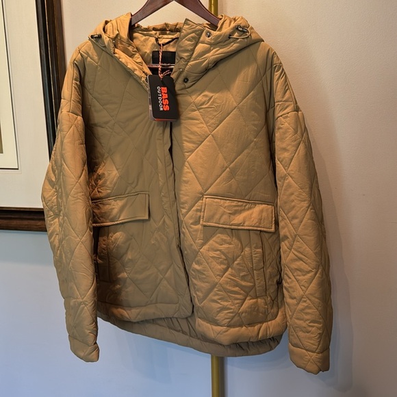 Bass Outdoor Tan Kelp Quilted Hooded Jacket NWT XL - Picture 2 of 14